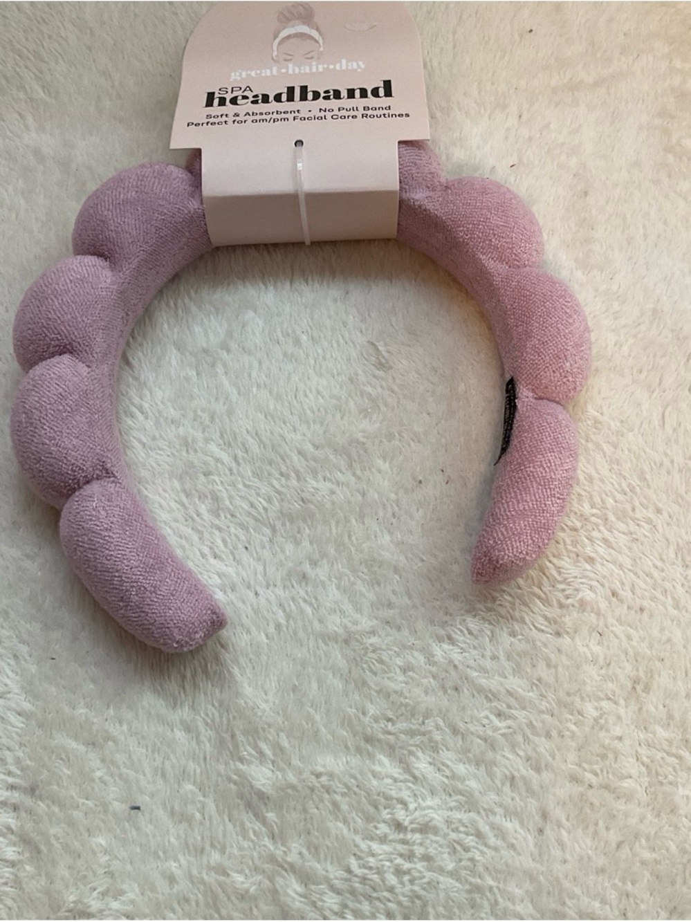 Spa Headband Soft Terry Bubble Headband - Pink